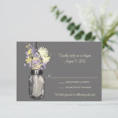 Mason Jar & Wildblumen RSVP-Karte RSVP Karte (Stehend Vorderseite)