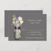 Mason Jar & Wildblumen RSVP-Karte RSVP Karte (Vorne/Hinten)