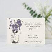 Mason Jar & Wildblumen RSVP-Karte RSVP Karte (Stehend Vorderseite)