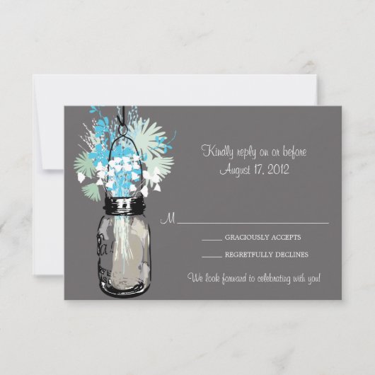 Mason Jar & Wildblumen RSVP-Karte RSVP Karte (Vorderseite)