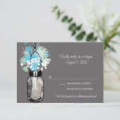 Mason Jar & Wildblumen RSVP-Karte RSVP Karte (Stehend Vorderseite)