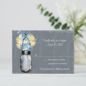 Mason Jar & Wildblumen RSVP-Karte RSVP Karte (Stehend Vorderseite)