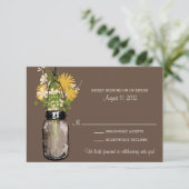 Mason Jar & Wildblumen RSVP-Karte RSVP Karte (Stehend Vorderseite)