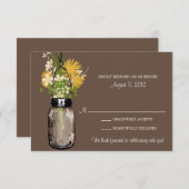 Mason Jar & Wildblumen RSVP-Karte RSVP Karte (Vorne/Hinten)