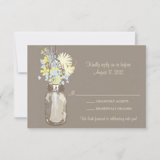 Mason Jar & Wildblumen RSVP-Karte RSVP Karte (Vorderseite)