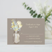 Mason Jar & Wildblumen RSVP-Karte RSVP Karte (Stehend Vorderseite)
