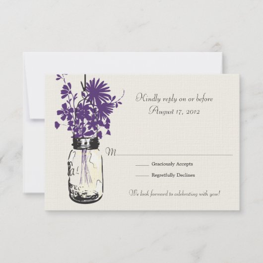 Mason Jar & Wildblumen RSVP-Karte RSVP Karte (Vorderseite)