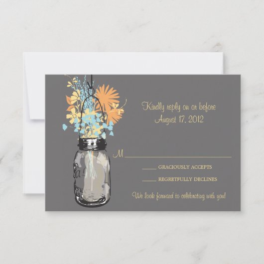 Mason Jar & Wildblumen RSVP-Karte RSVP Karte (Vorderseite)