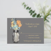 Mason Jar & Wildblumen RSVP-Karte RSVP Karte (Stehend Vorderseite)