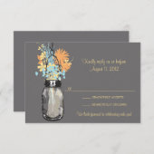 Mason Jar & Wildblumen RSVP-Karte RSVP Karte (Vorne/Hinten)
