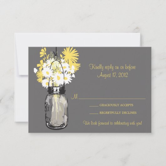 Mason Jar & Wildblumen RSVP-Karte RSVP Karte (Vorderseite)