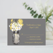 Mason Jar & Wildblumen RSVP-Karte RSVP Karte (Stehend Vorderseite)