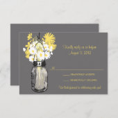 Mason Jar & Wildblumen RSVP-Karte RSVP Karte (Vorne/Hinten)