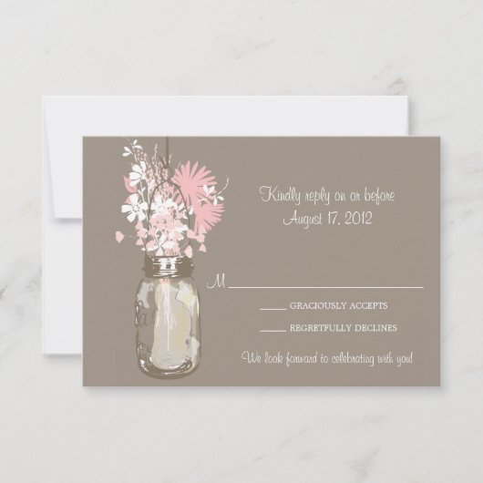 Mason Jar & Wildblumen RSVP-Karte RSVP Karte (Vorderseite)
