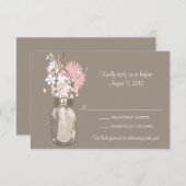 Mason Jar & Wildblumen RSVP-Karte RSVP Karte (Vorne/Hinten)