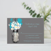 Mason Jar & Wildblumen RSVP-Karte RSVP Karte (Stehend Vorderseite)