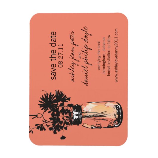 Mason Jar & Wildblumen Save the Date Magnet (Vertikal)