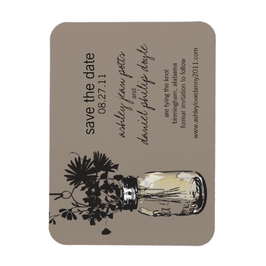 Mason Jar & Wildblumen Save the Date Magnet (Vertikal)