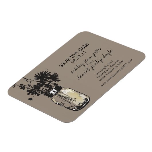 Mason Jar & Wildblumen Save the Date Magnet (Linke Seite)