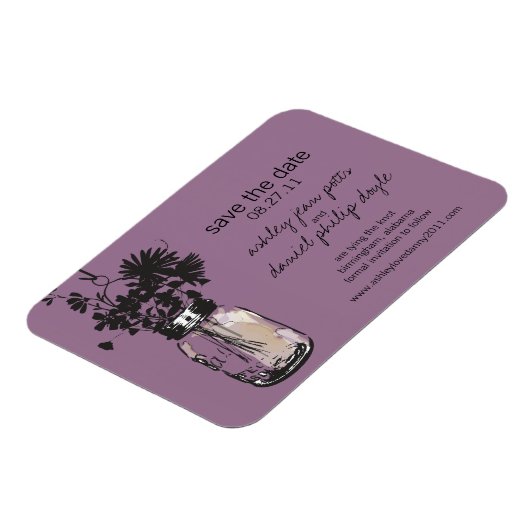 Mason Jar & Wildblumen Save the Date Magnet (Linke Seite)