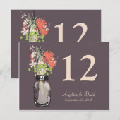 Mason Jar & Wildblumen Tischkarte Postkarte (Vorne/Hinten)