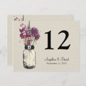 Mason Jar & Wildblumen Tischkarte Postkarte (Vorne/Hinten)