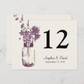 Mason Jar & Wildblumen Tischkarte Postkarte (Vorne/Hinten)