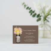 Mason Jar & Wildblumen Visitenkarte (Stehend Vorderseite)