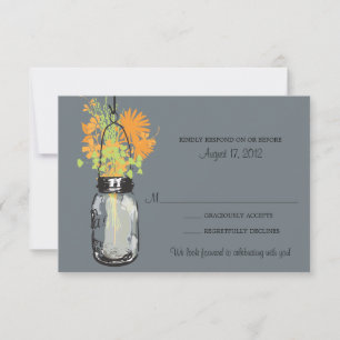 Mason Jar & Wildflowers Antwortkarte RSVP Karte