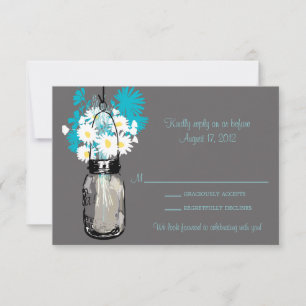 Mason Jar & Wildflowers RSVP Karte