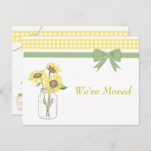 Mason Jar Wir haben uns bewegt Ankündigungspostkarte (Vorne/Hinten)