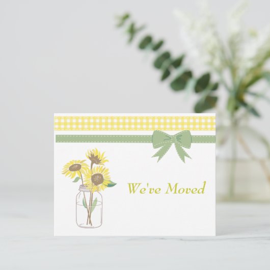 Mason Jar Wir haben uns bewegt Ankündigungspostkarte (Stehend Vorderseite)