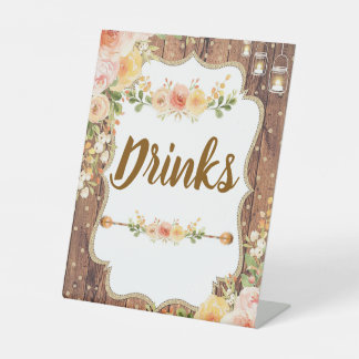 Mason Jar with a rustic flowers table sign Sockelschild