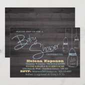Mason Jar Wood Boy Kinderdusche Einladung (Vorne/Hinten)