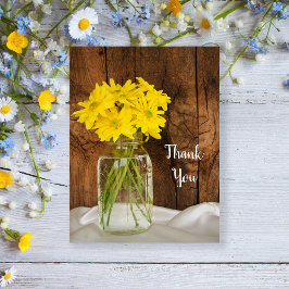 Mason Jar Yellow Daisies Country Wedding Vielen Da Postkarte