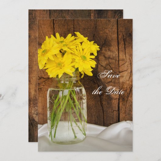 Mason Jar Yellow Daisies Sweet 16 Save the Date (Vorne/Hinten)