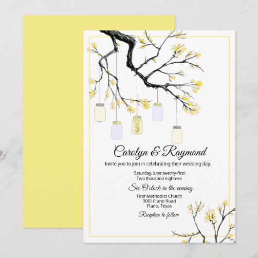 Mason Jar zur Einladung von Bäumen Hochzeiten (Vorne/Hinten)