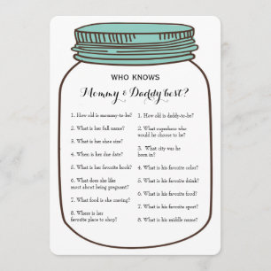 Mason Jars 2x Baby Shower Game- Ratschlag Wer we Einladung
