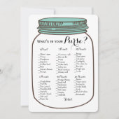 Mason Jars 2x Brautparty Games Pursuit | Wünsche Einladung (Vorderseite)