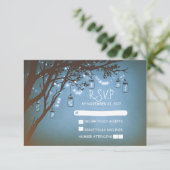 Mason Jars Baum Land rustikale Hochzeit RSVP Karte (Stehend Vorderseite)