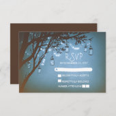 Mason Jars Baum Land rustikale Hochzeit RSVP Karte (Vorne/Hinten)