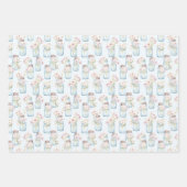 Mason Jars Blue White Florals Grüne Geschenkpapier Set (Vorderseite 2)