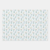 Mason Jars Blue White Florals Grüne Geschenkpapier Set (Vorderseite)