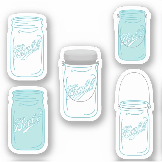 Mason Jars Custom Rustic Wedding Sticker Set (Vorderseite)