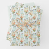 Mason Jars Green Orange Florals Greenery Geschenkpapier Set (Beispiel)