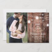 Mason Jars Lights Baby Breath Save the Date rustik Einladung (Vorderseite)