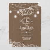 Mason Jars Lights Lace Rustikale Hochzeitseinladun Einladung (Vorne/Hinten)