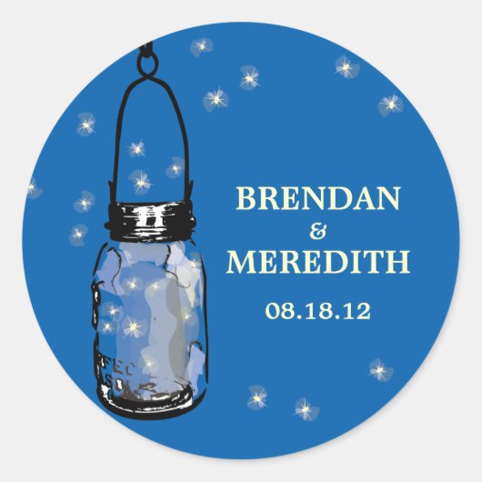 Mason Jars mit Feuertreuen Hochzeit Runder Aufkleber (Vorderseite)