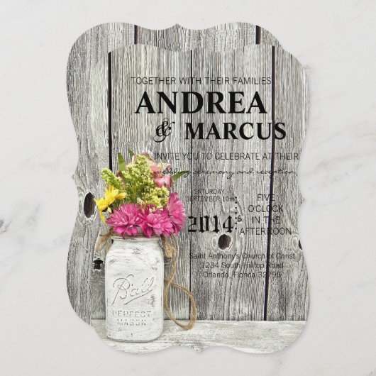 Mason Jars mit Wildblumen 12x18 Wedding Einladung (Vorne/Hinten)