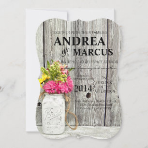 Mason Jars mit Wildblumen 12x18 Wedding Einladung